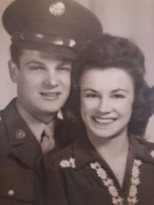 World War II soldier in uniform with his wife
